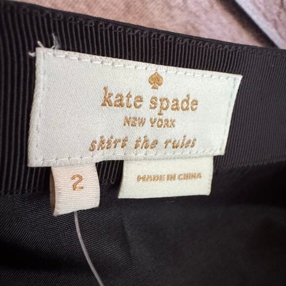 Kate Spade Lula Skirt Black A-Line Cotton Silk Blend High Waist Flare Size 2 NWT - Picture 4 of 6